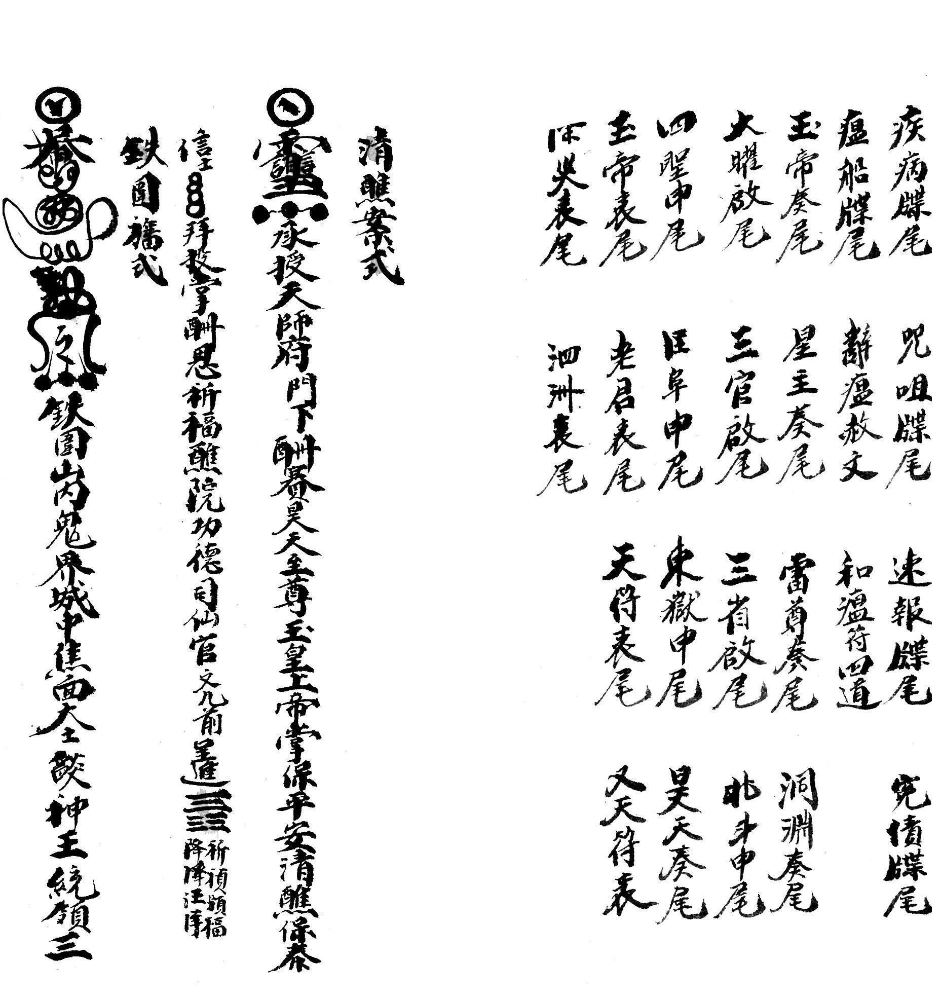 集录平安清醮牒箚表奏申启榜符诰诏赦疏格全本